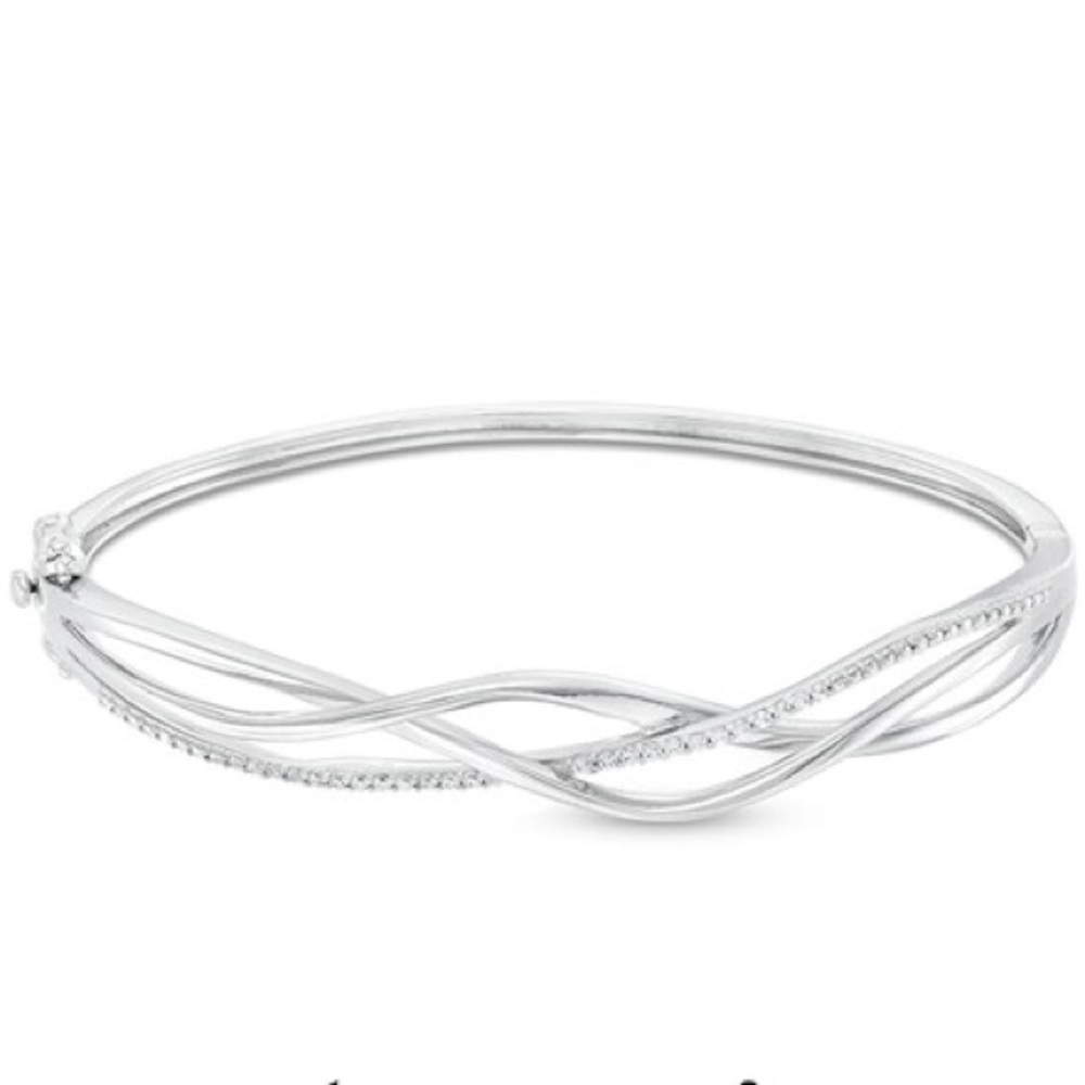 NEW Zales 1/5 CT. T.W. Diamond Intertwined Bangle in Sterling Silver